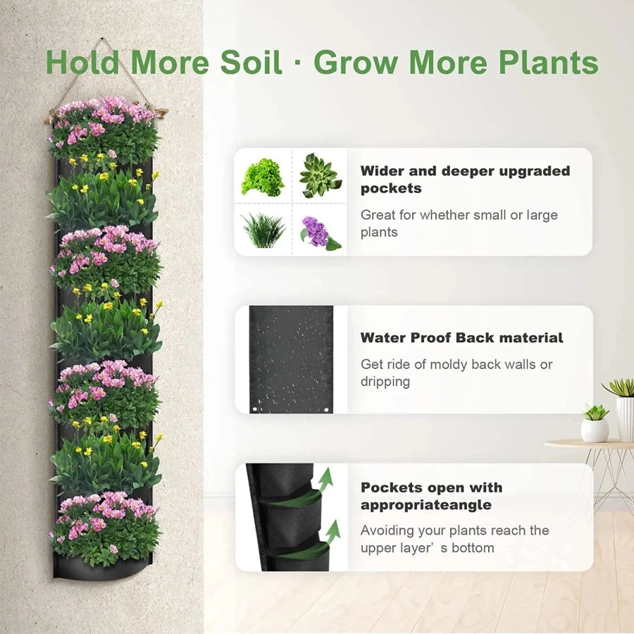 Jardinière murale verticale à poches – Durable, étanche & décorative