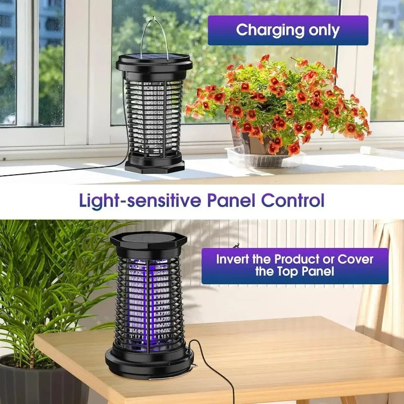 Lampe solaire anti-moustique 5.5W – Piège UV puissant 4500V pour extérieur