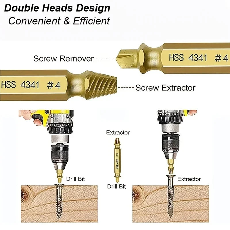 Kit extracteur de vis endommagées – 6 pièces HSS pour perceuse, retrait facile