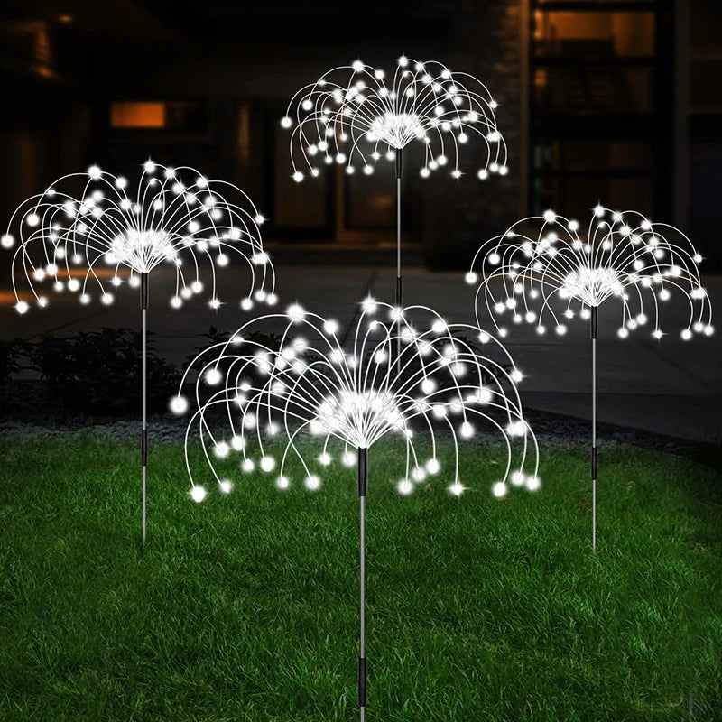 Lampes solaires LED Feu d’artifice – Étanches, 8 modes lumineux, jardin