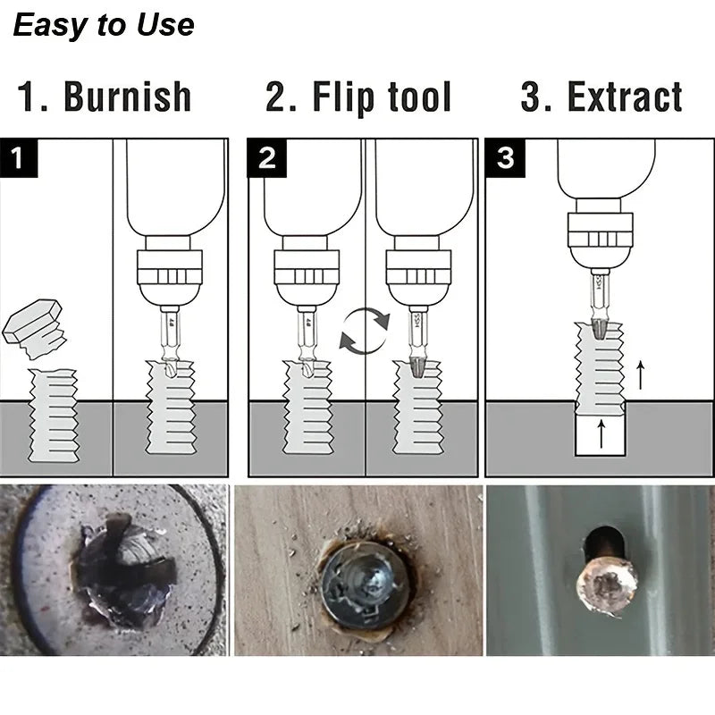 Kit extracteur de vis endommagées – 6 pièces HSS pour perceuse, retrait facile