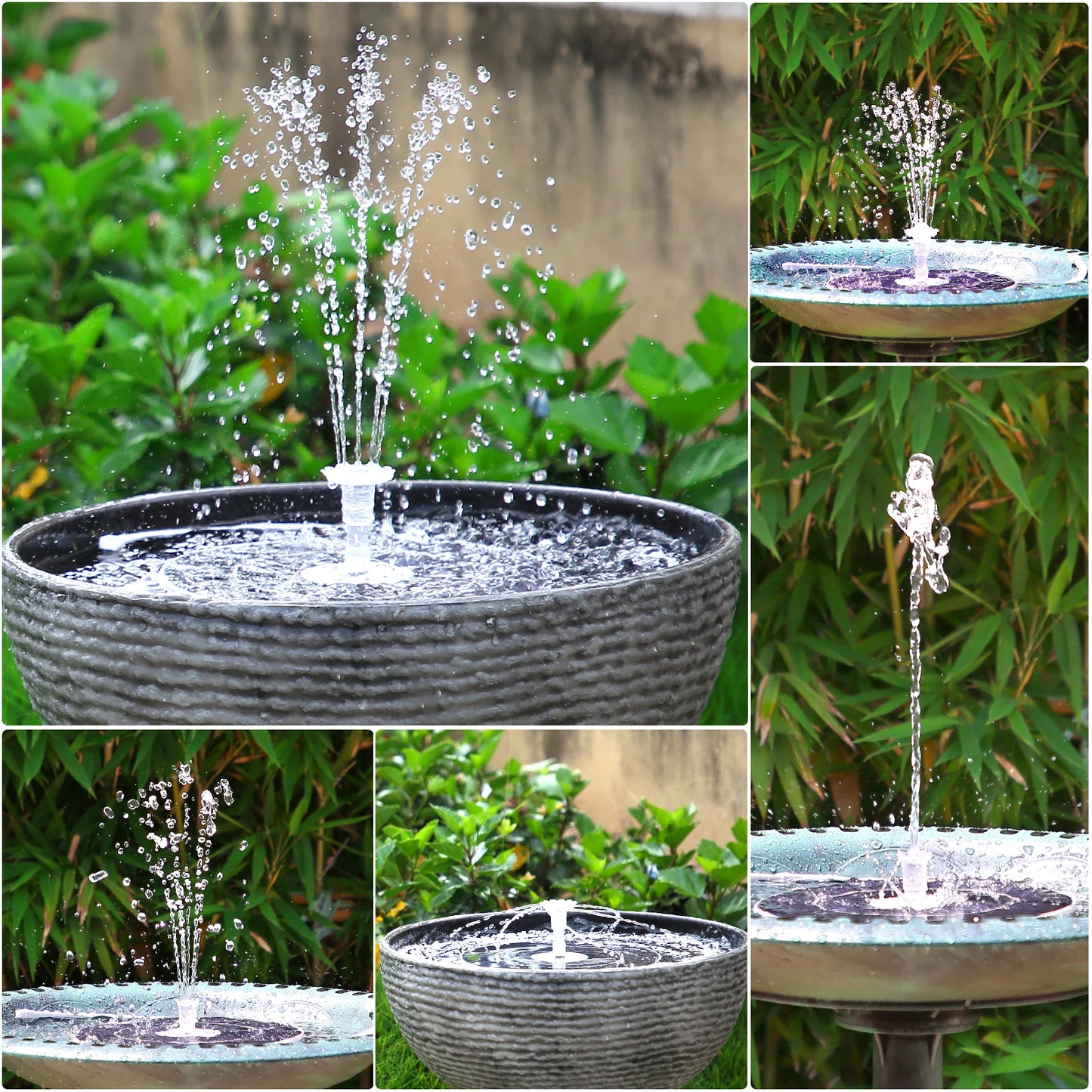 Fontaine solaire LED 6.5W – Batterie 5000mAh, étang & jardin