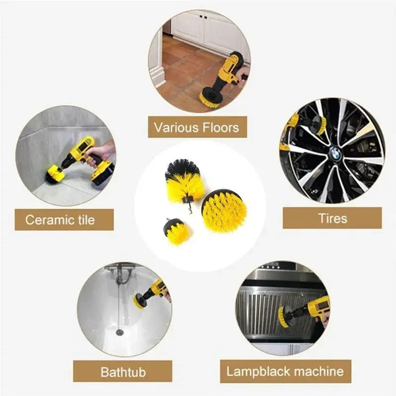 Kit brosses de nettoyage pour perceuse – 3 pièces, spécial salle de bain & carrelage