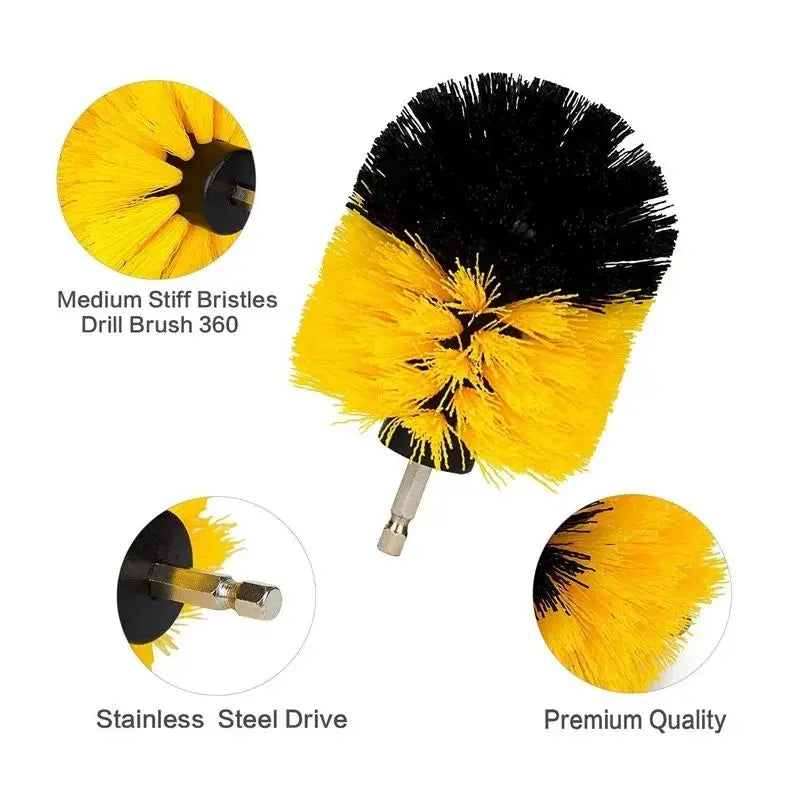 Kit brosses de nettoyage pour perceuse – 3 pièces, spécial salle de bain & carrelage