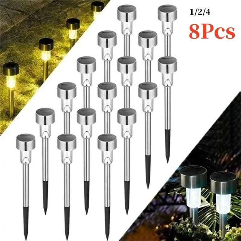 Spots LED solaires encastrables (8 pièces) – Extérieur, étanches IP55