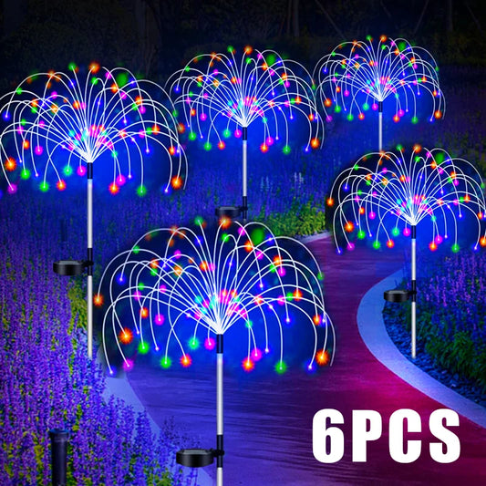 Lampes solaires LED Feu d’artifice – Étanches, 8 modes lumineux, jardin
