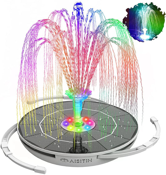 Fontaine solaire LED 6.5W – Batterie 5000mAh, étang & jardin